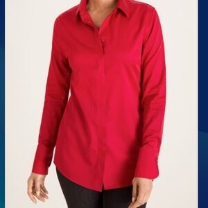 Chico's (Size 1/M/8) Royal Red Non-Wrinkle "Lorena" Button Down Shirt (NEW-NWT)